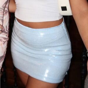 Blue sequin mini skort